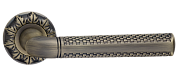 Картинка Ручка дверная на круглом основании RENZ "ЛЕОН" DH 62-10 MAB бронза античная матова